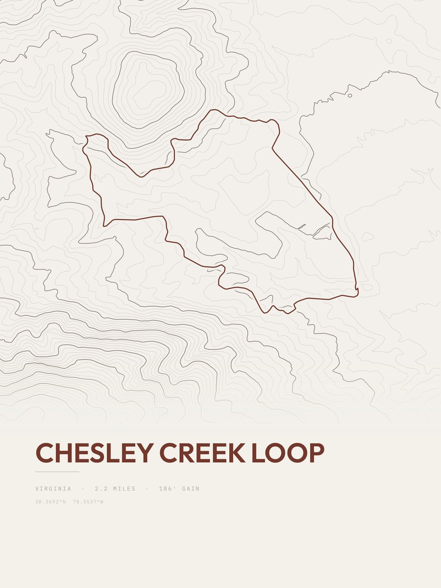 Chesley Creek Loop topographic trail print