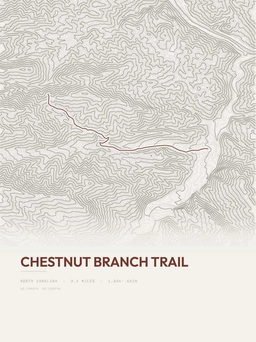 Chestnut Branch Trail topographic trail print