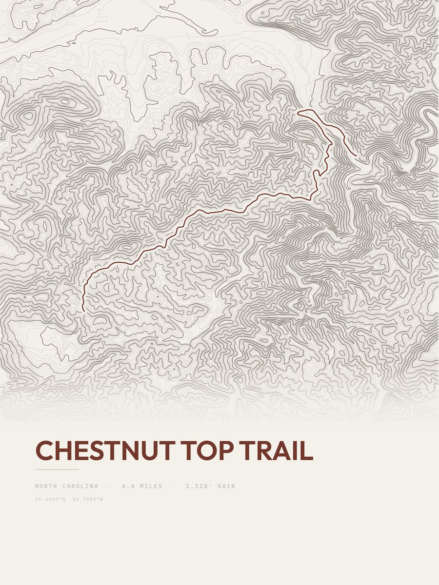 Chestnut Top Trail Topographic print