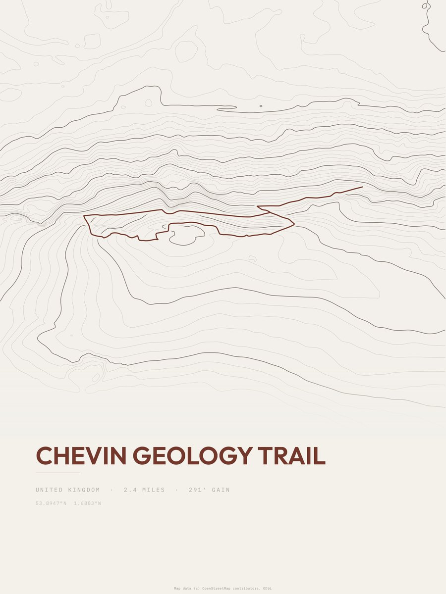 Chevin Geology Trail Topographic print