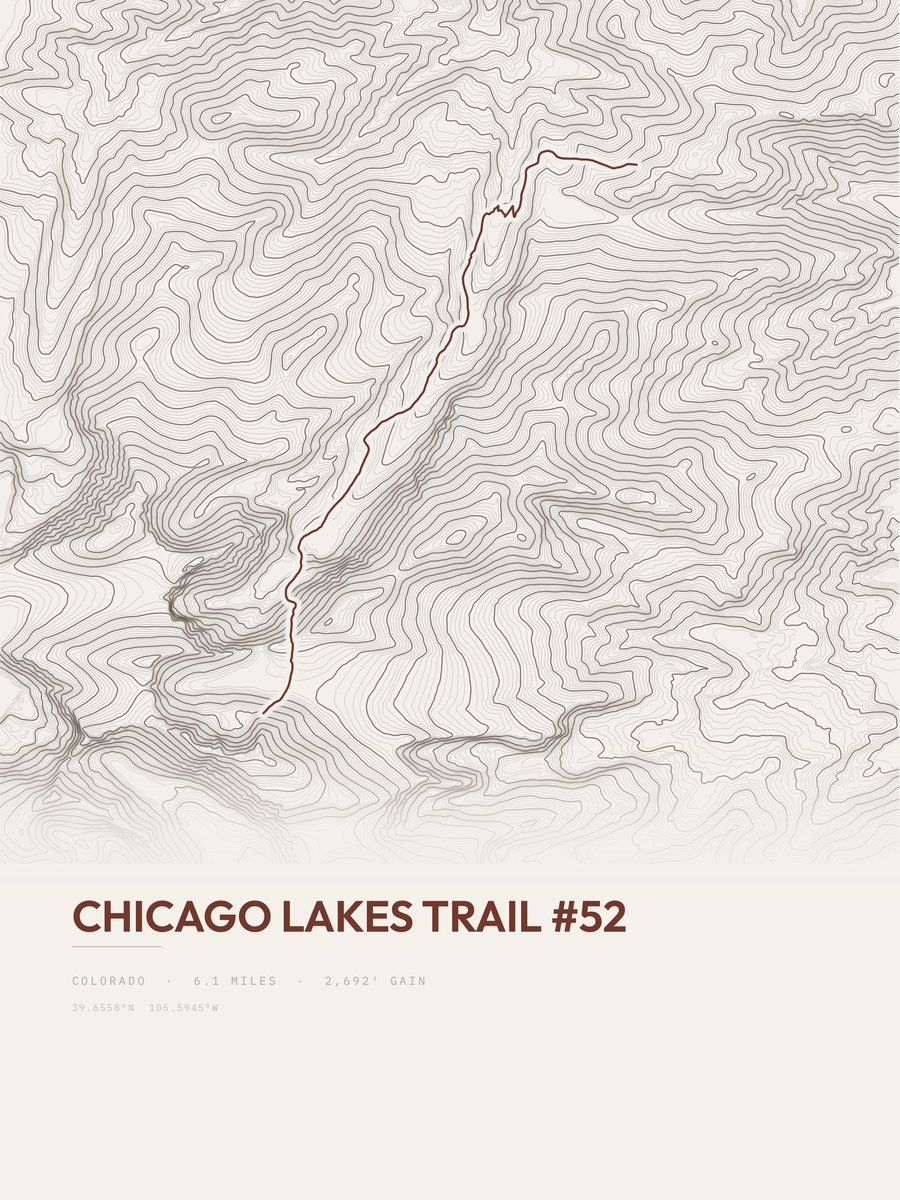 Chicago Lakes Trail topographic trail print