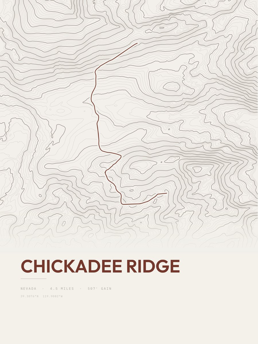 Chickadee Ridge topographic trail print