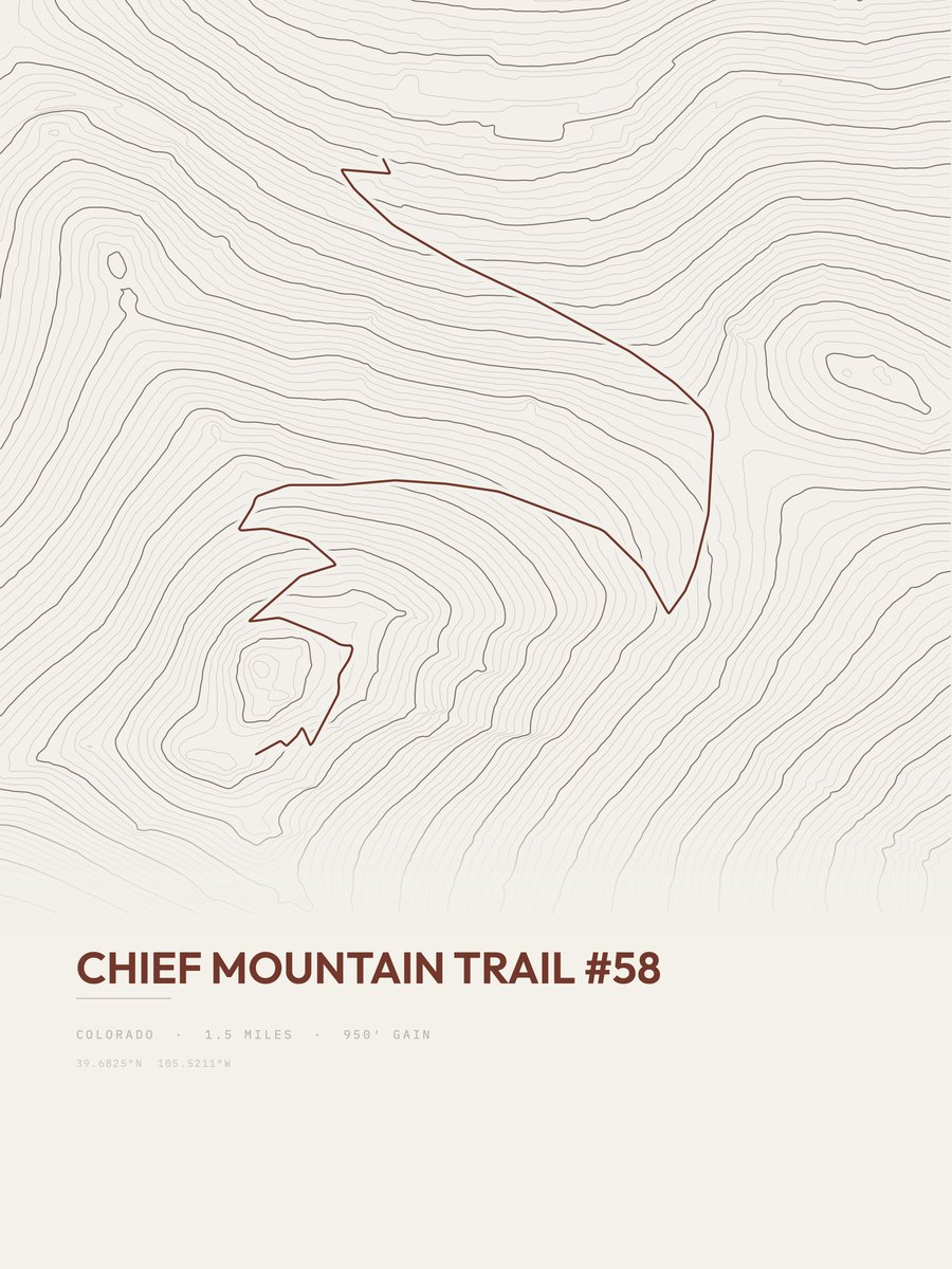 Chief Mountain Trail topographic trail print