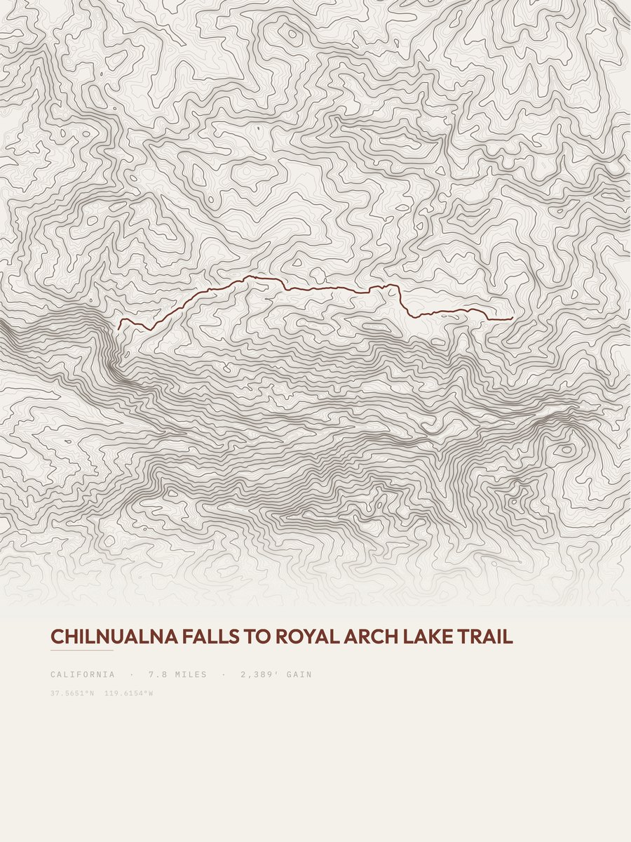 Royal Arch Lake Trail Topographic print