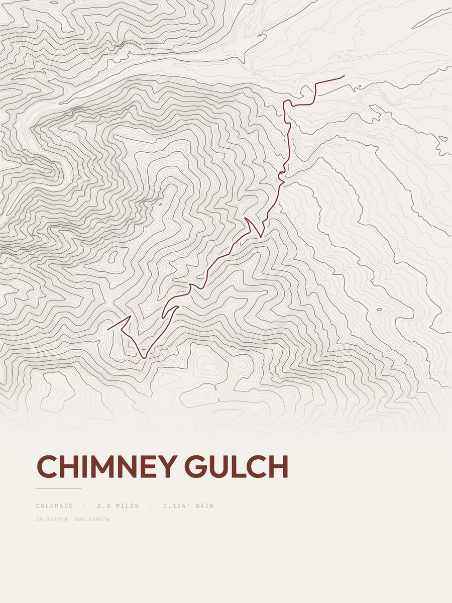 Chimney Gulch topographic trail print