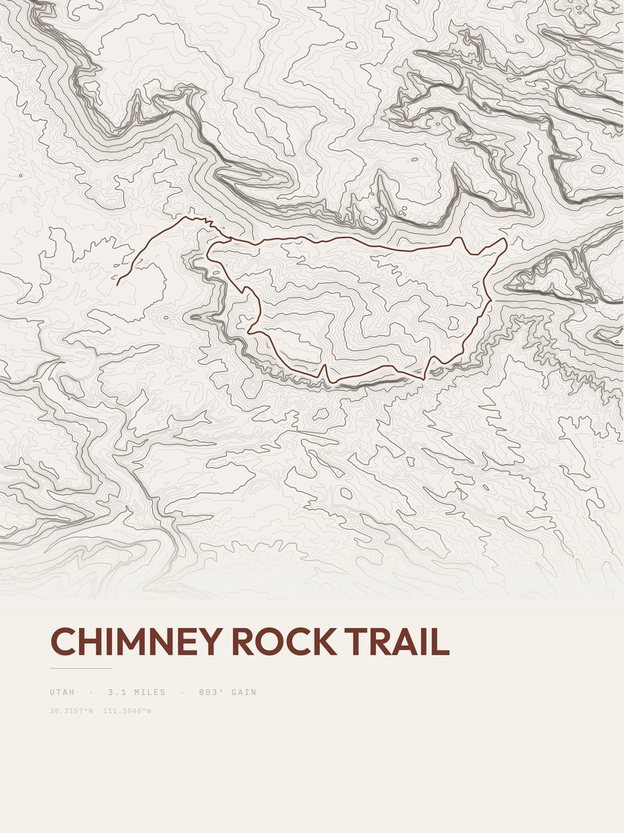 Chimney Rock Trail Topographic print
