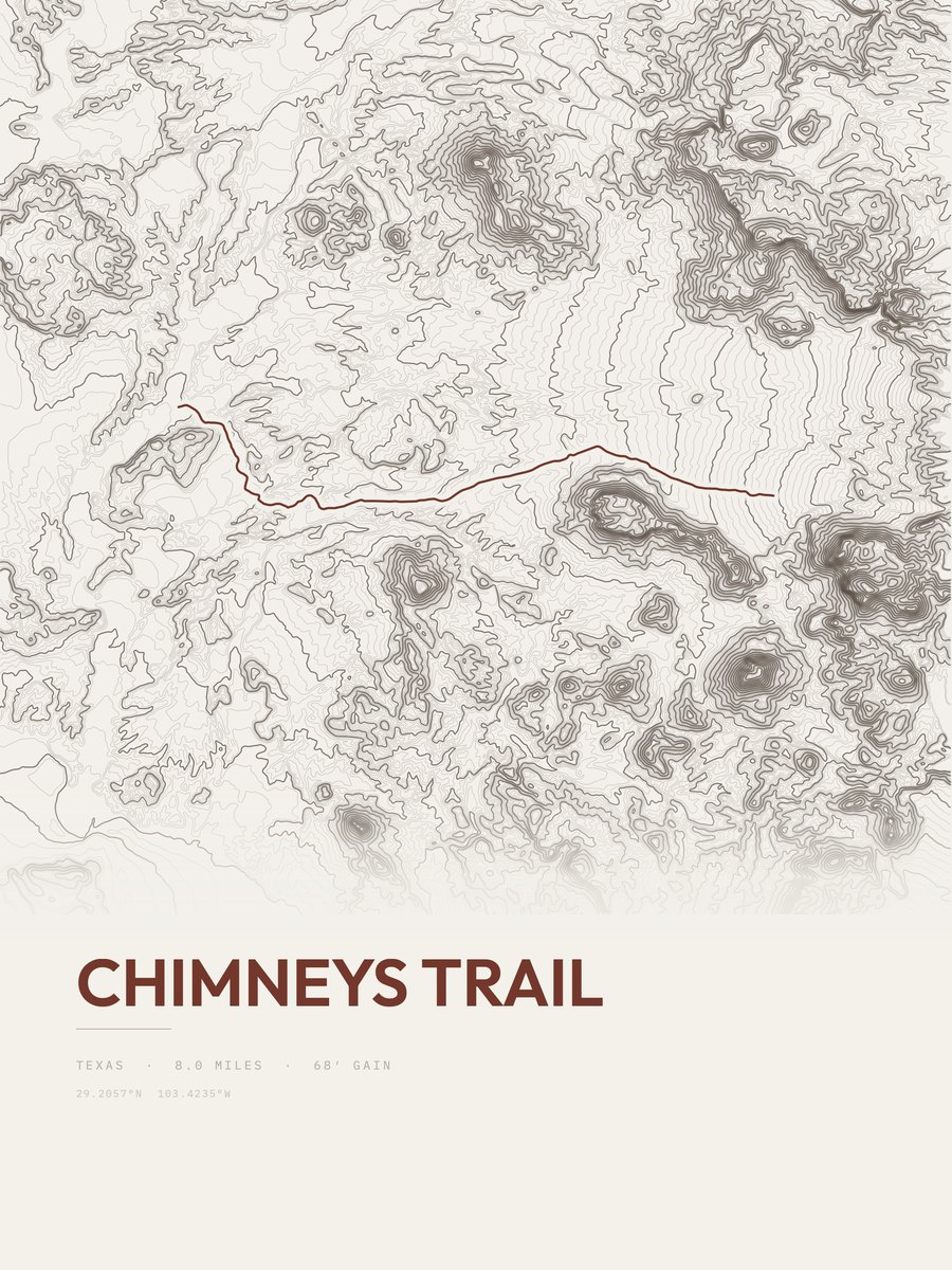 Chimneys Trail topographic trail print