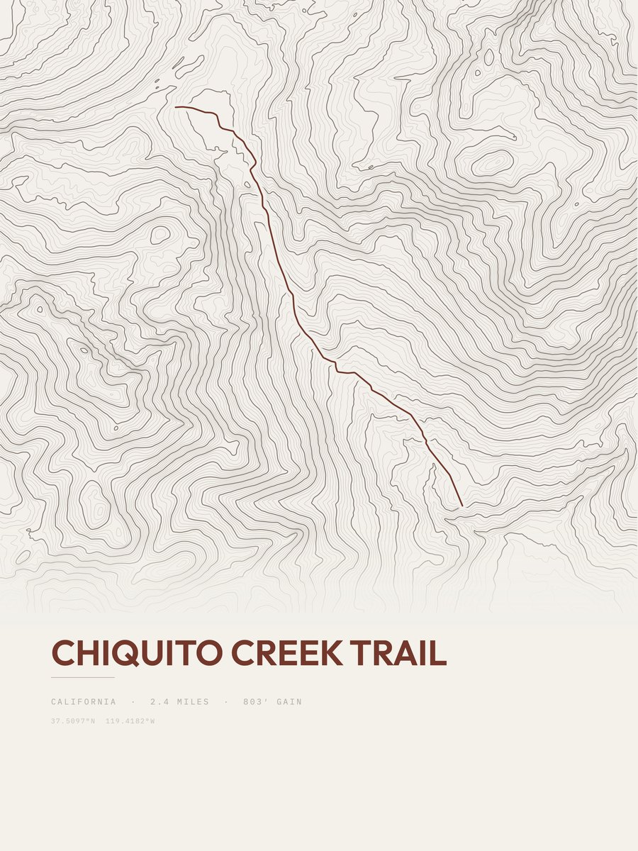 Chiquito Creek Trail Topographic print
