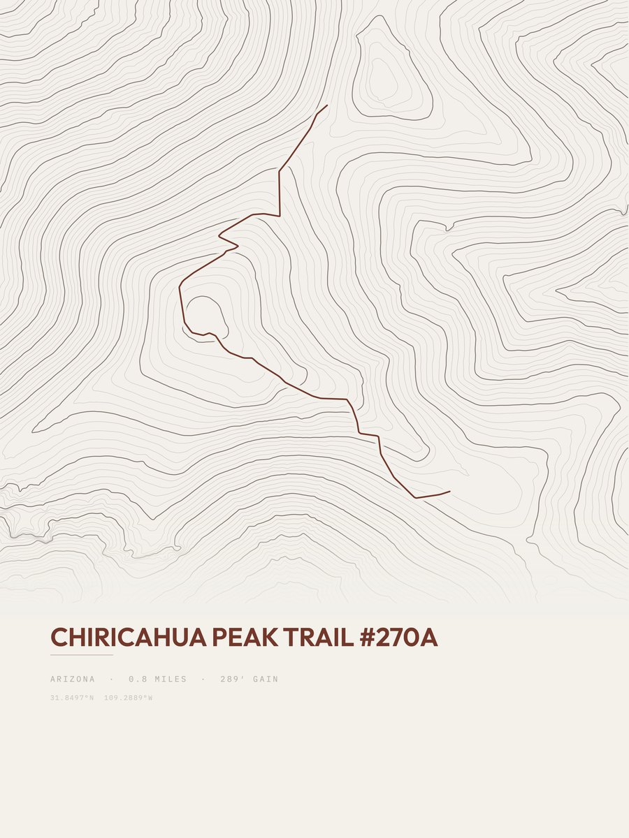 Chiricahua Peak Trail Topographic print