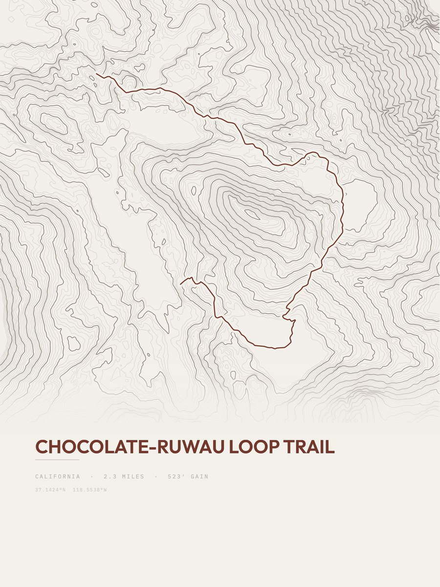 Chocolate-Ruwau Loop Trail Topographic print