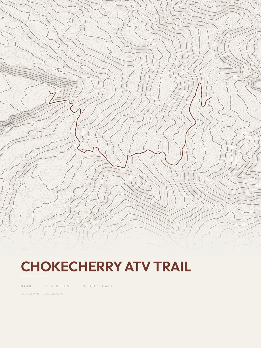 Chokecherry Atv Trail topographic trail print