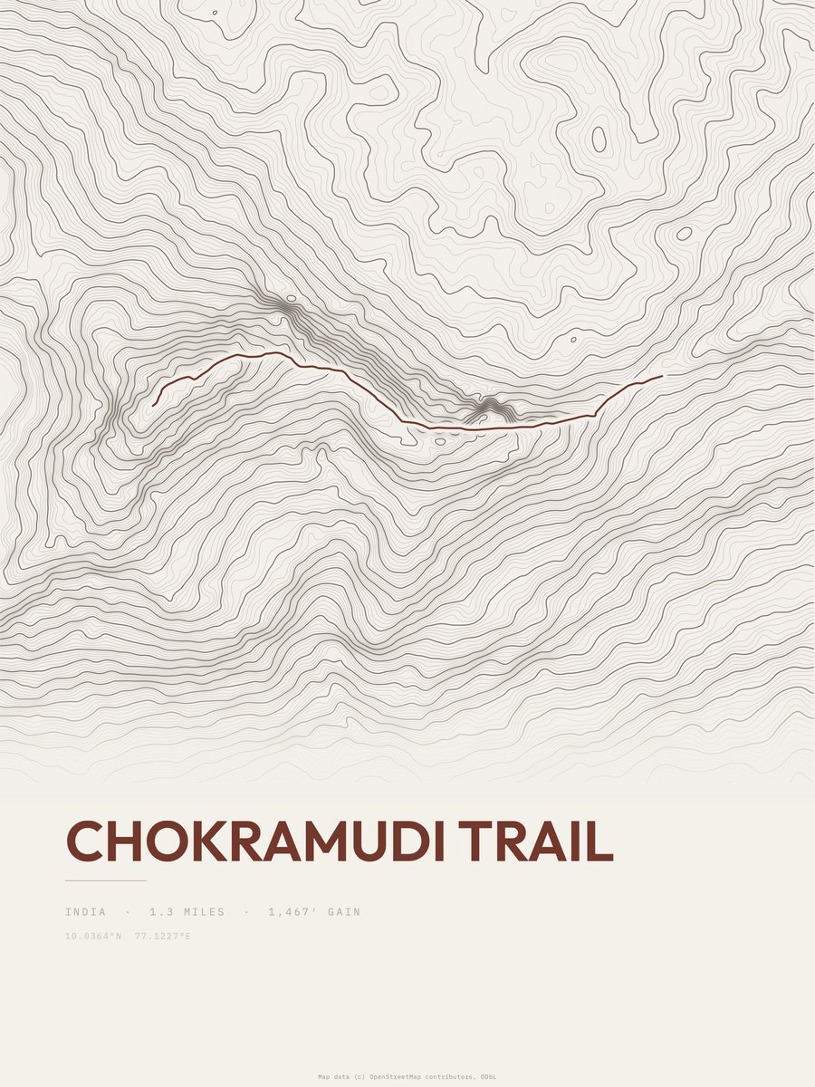 Chokramudi Trail Topographic print