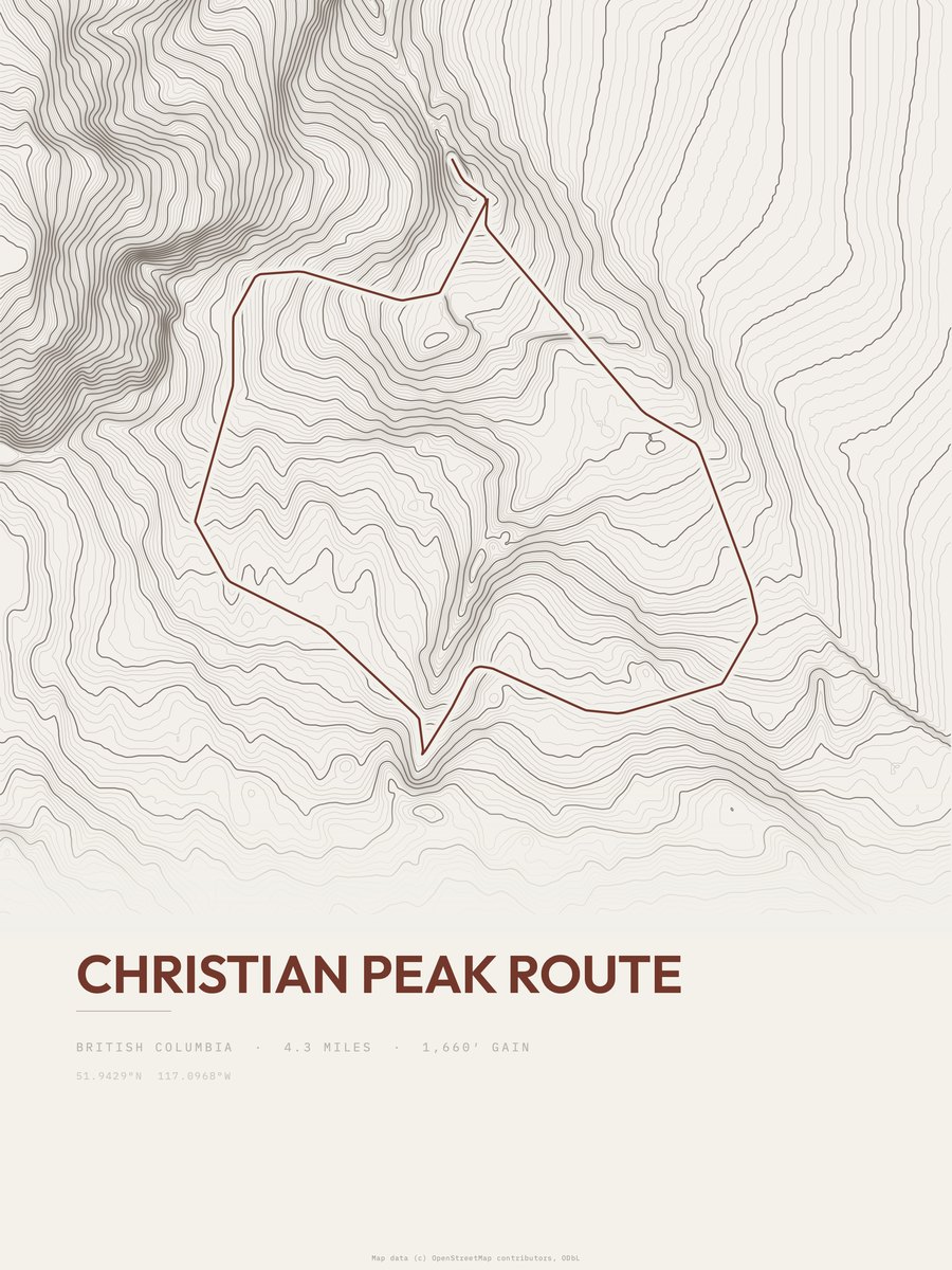 Christian Peak Route Topographic print