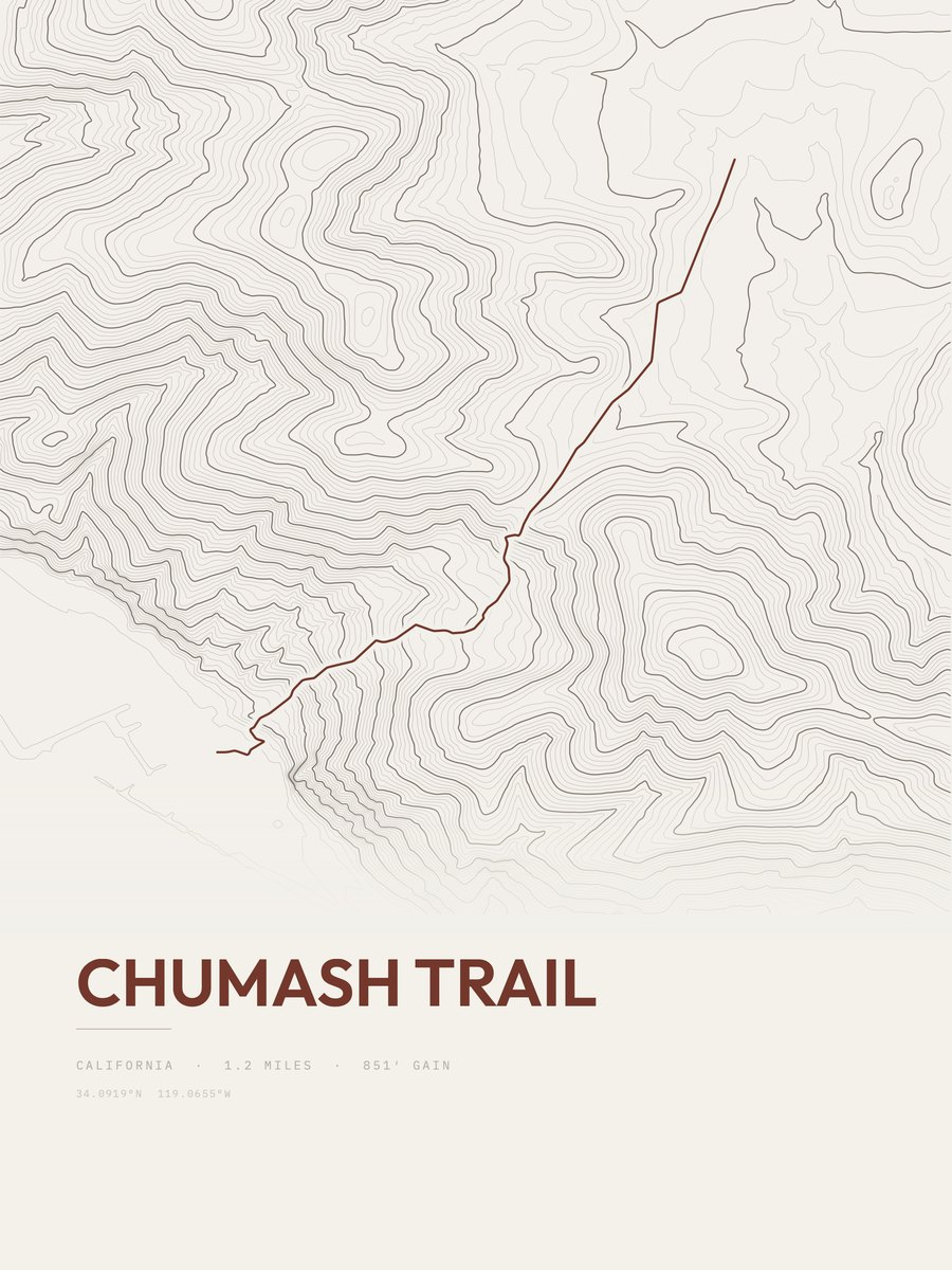 Chumash Trail topographic trail print