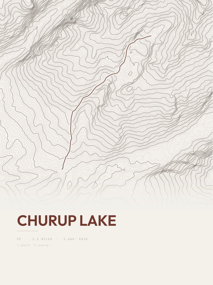 Churup Lake topographic trail print