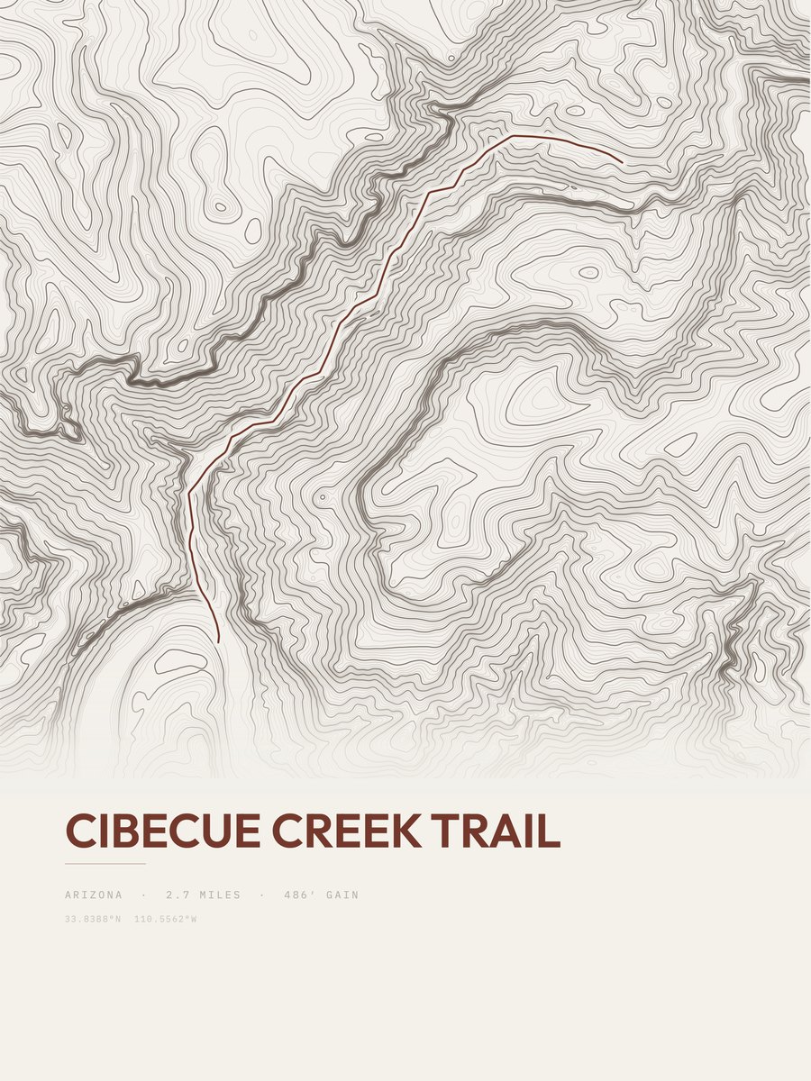 Cibecue Creek Trail Topographic print