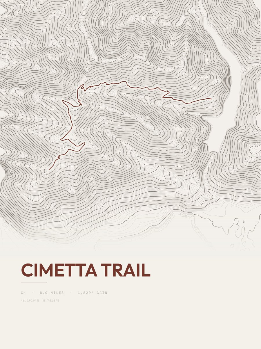 Cimetta Trail topographic trail print