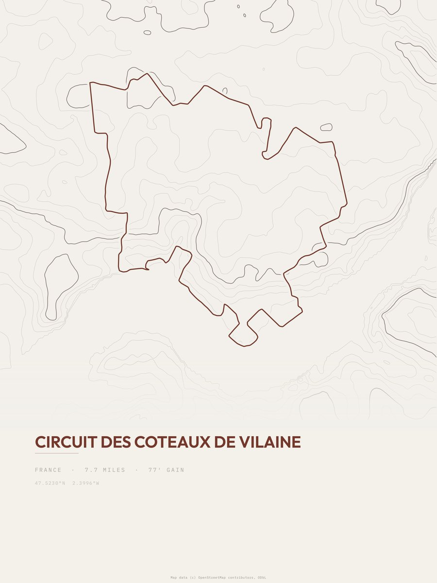 Circuit des Coteaux de Vilaine Topographic print