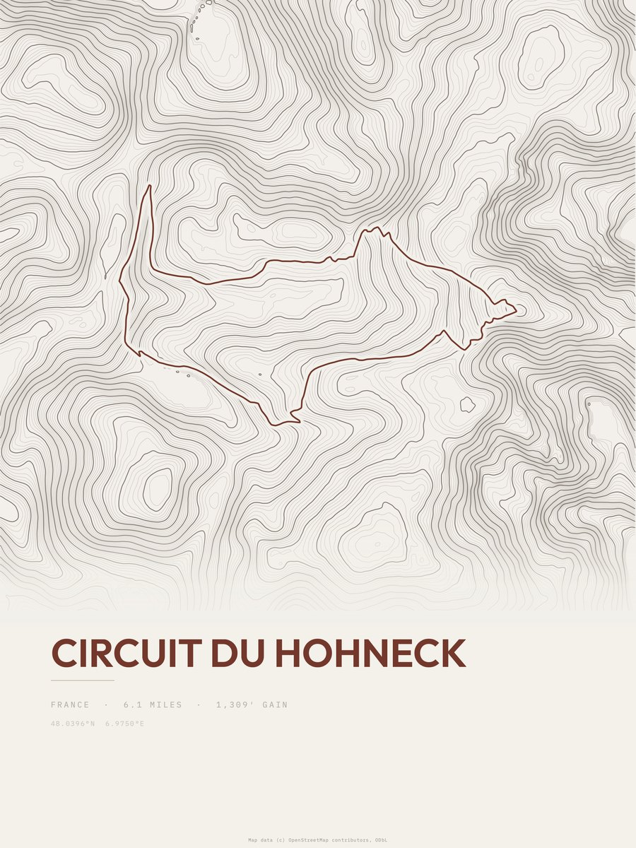 Circuit du Hohneck topographic trail print