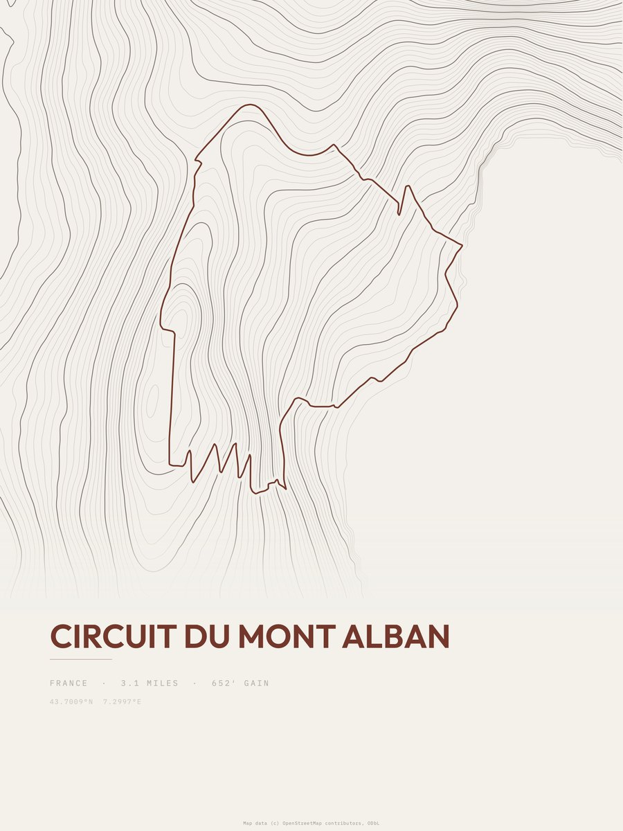 Circuit du mont Alban Topographic print