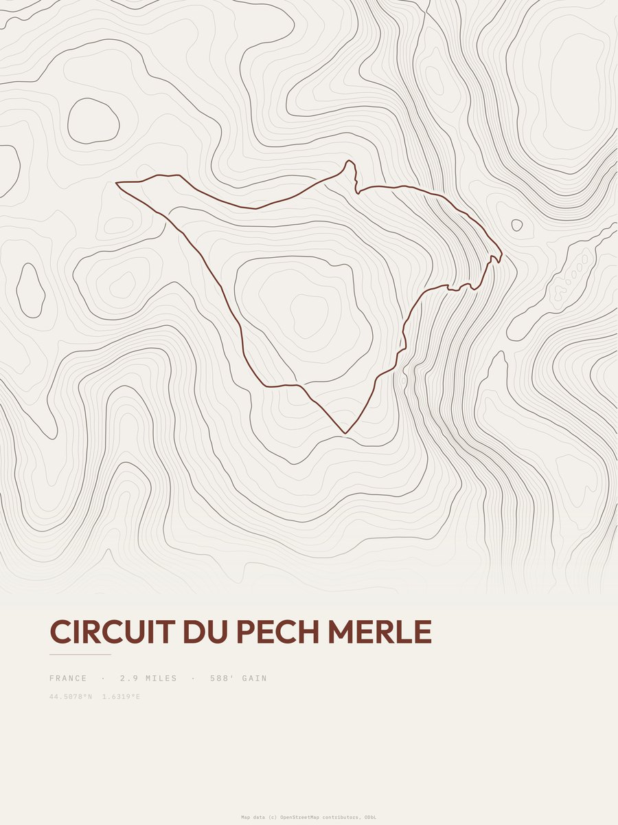 Circuit du Pech Merle topographic trail print