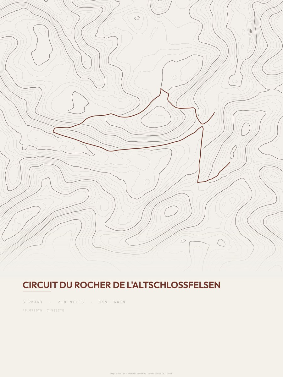 Rocher de l'Altschlossfelsen topographic trail print