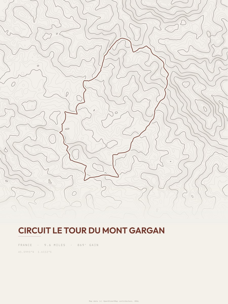 Circuit Le Tour du Mont Gargan Topographic print