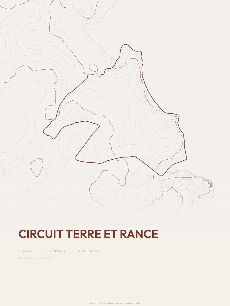 Circuit Terre et Rance Topographic print