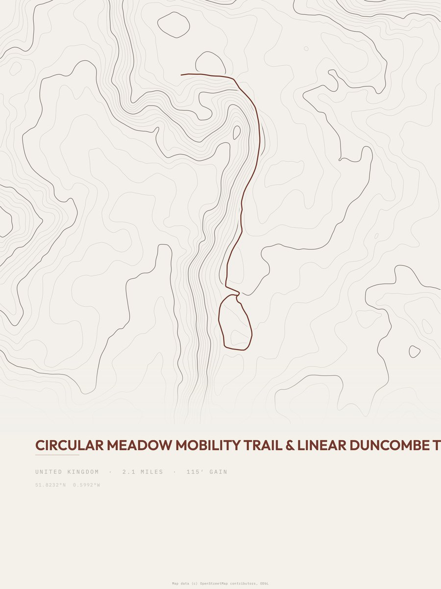 Circular Meadow Mobility Trail topographic trail print