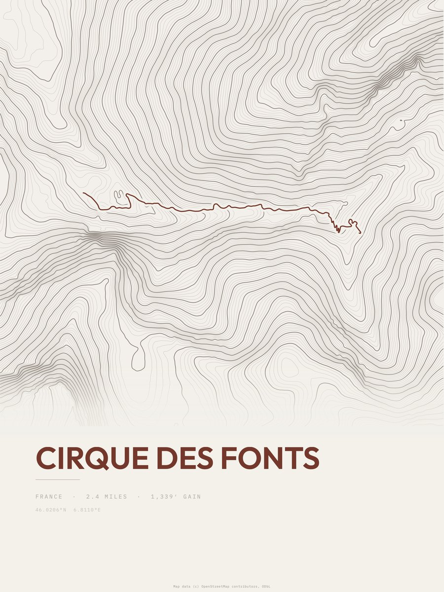 Cirque des Fonts Topographic print