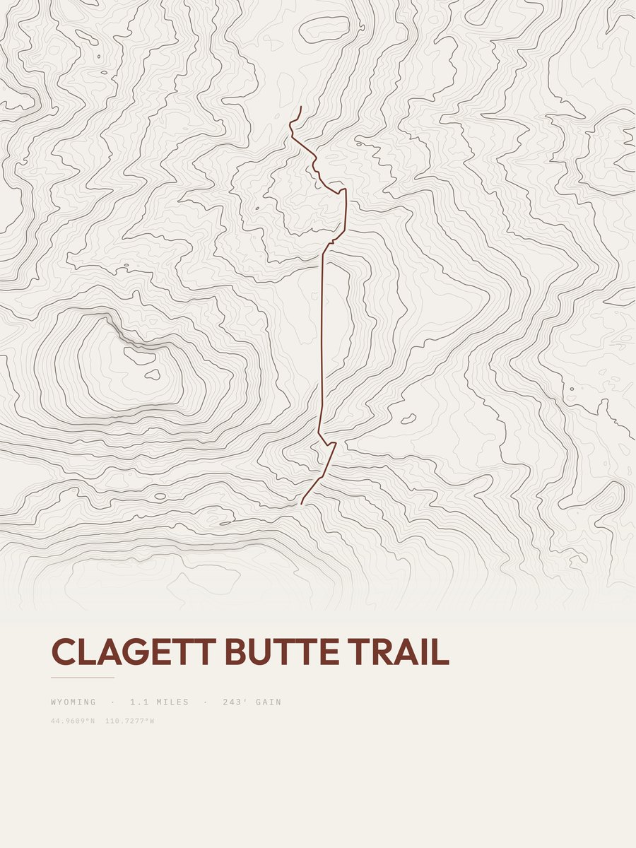 Clagett Butte Trail topographic trail print