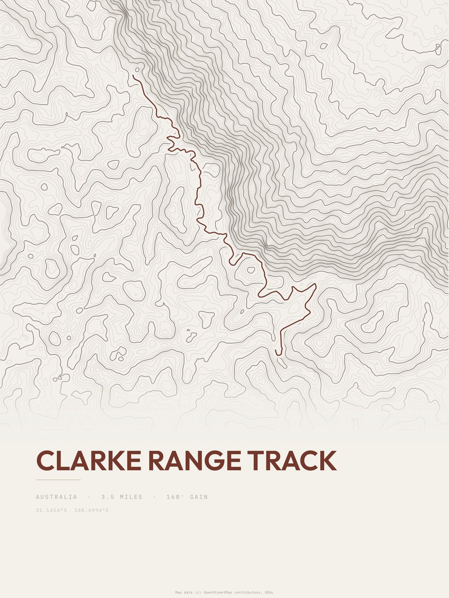 Clarke Range Track topographic trail print
