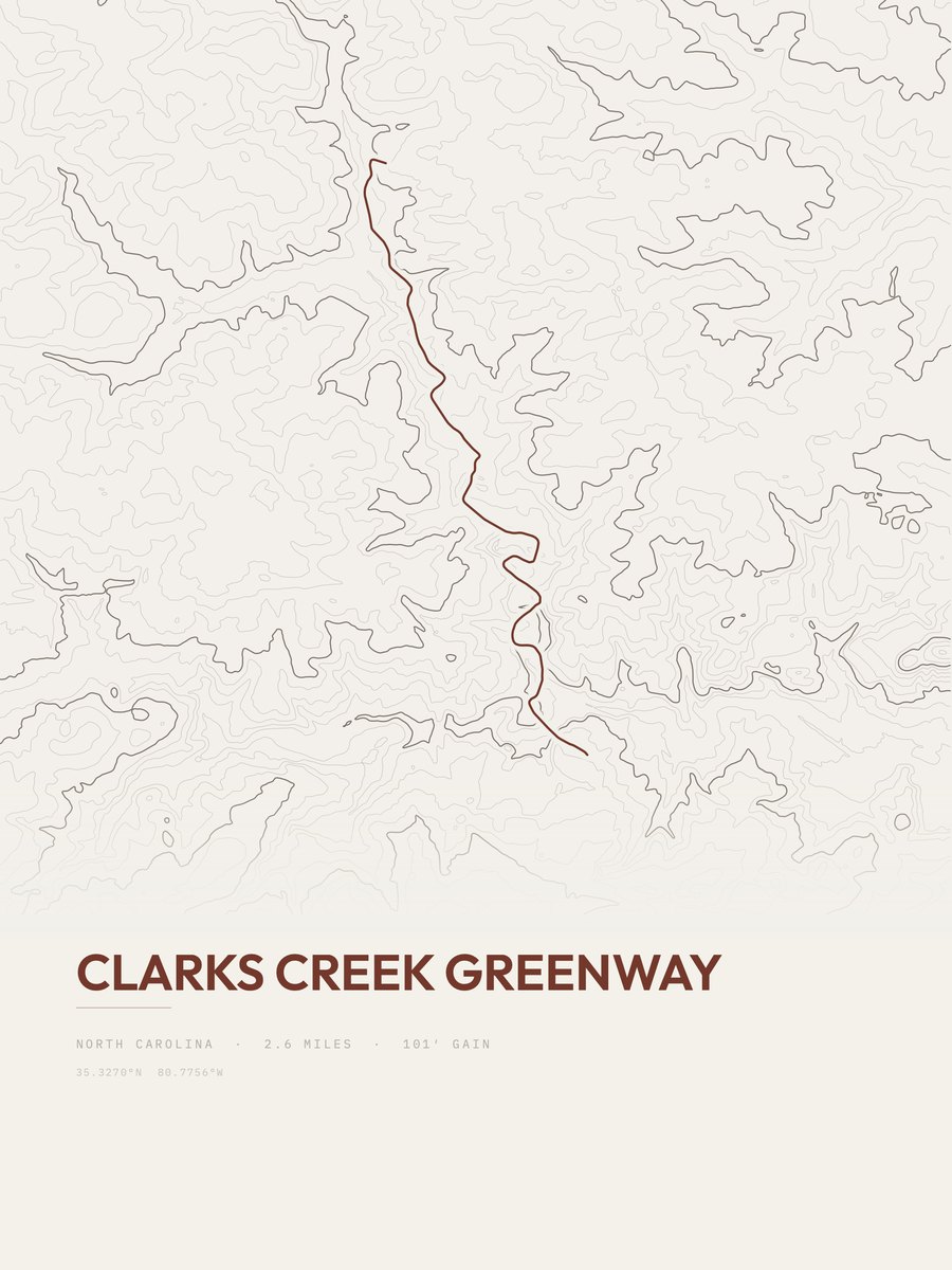 Clarks Creek Greenway topographic trail print