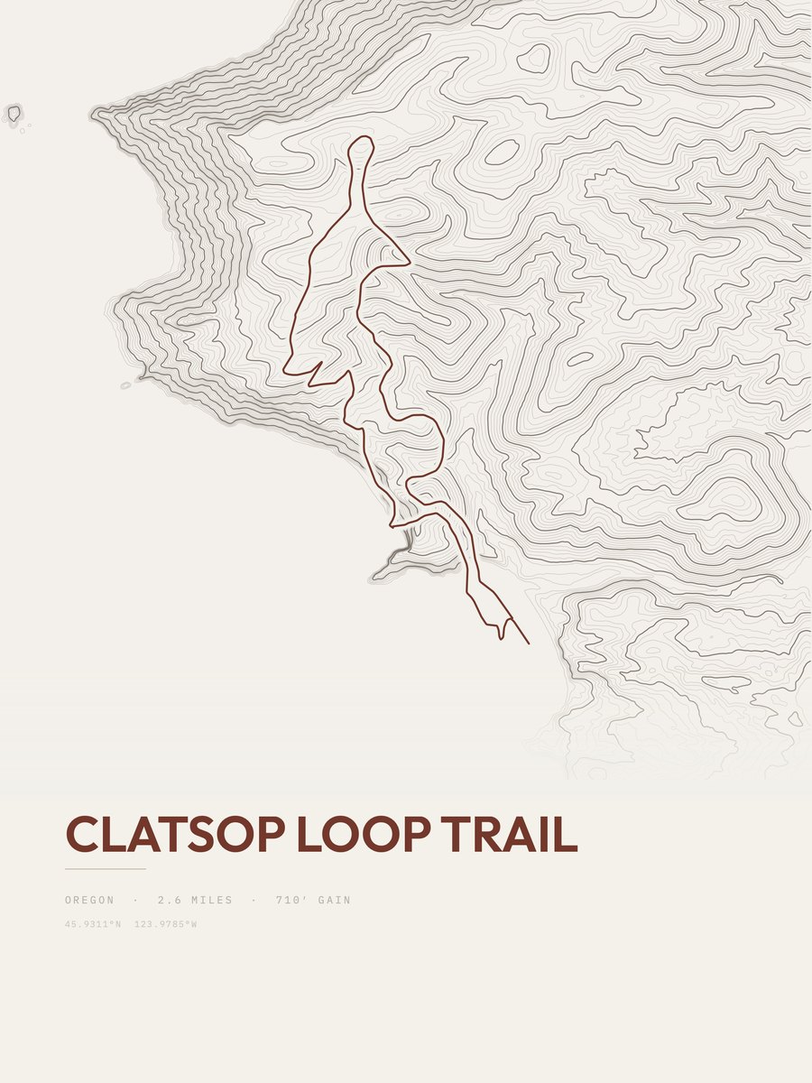 Clatsop Loop Trail Topographic print