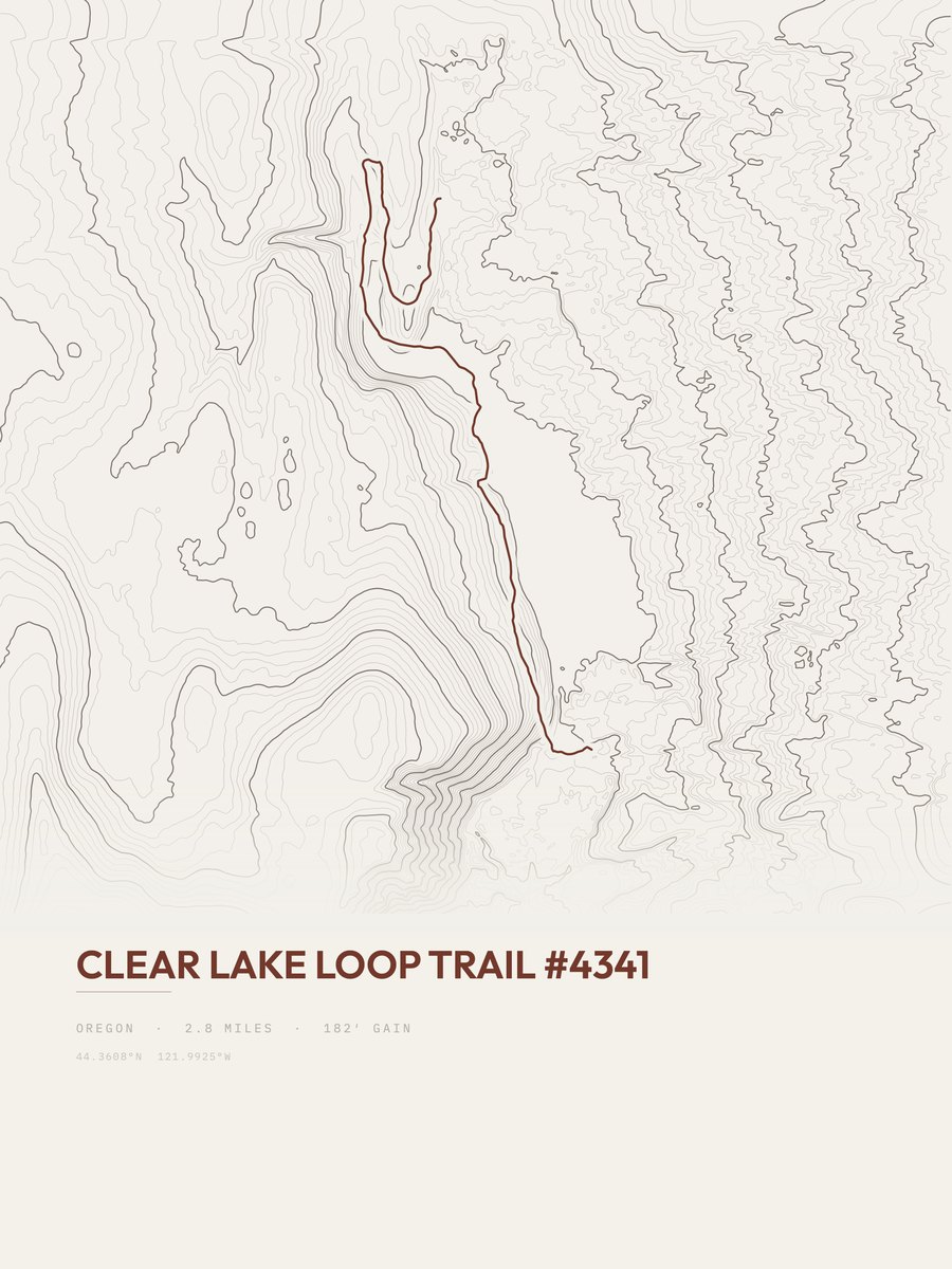 Clear Lake Loop Trail topographic trail print