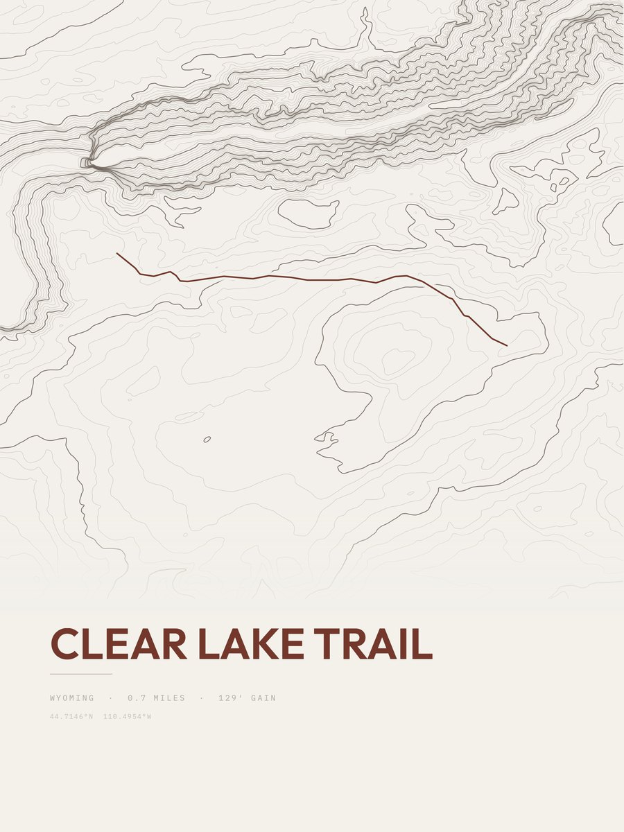 Clear Lake Trail topographic trail print