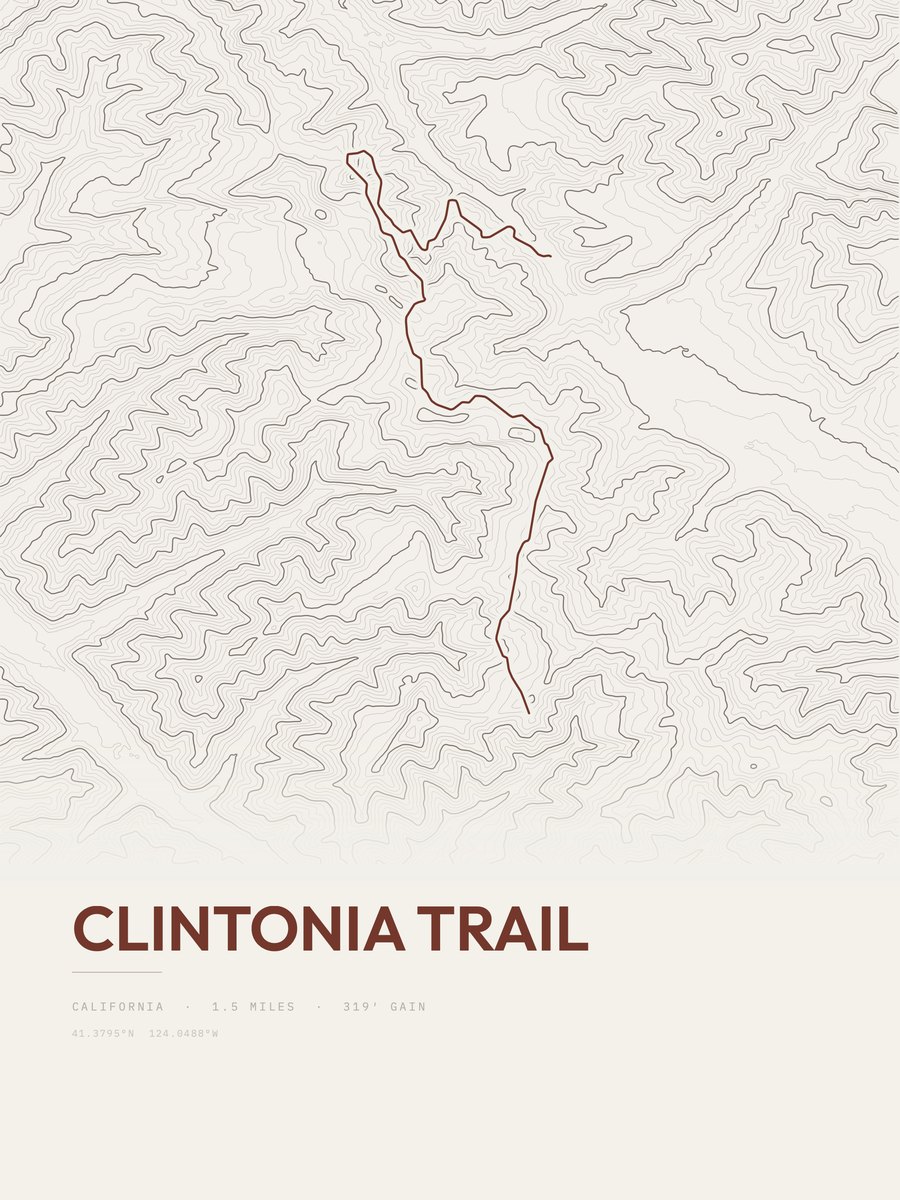 Clintonia Trail topographic trail print
