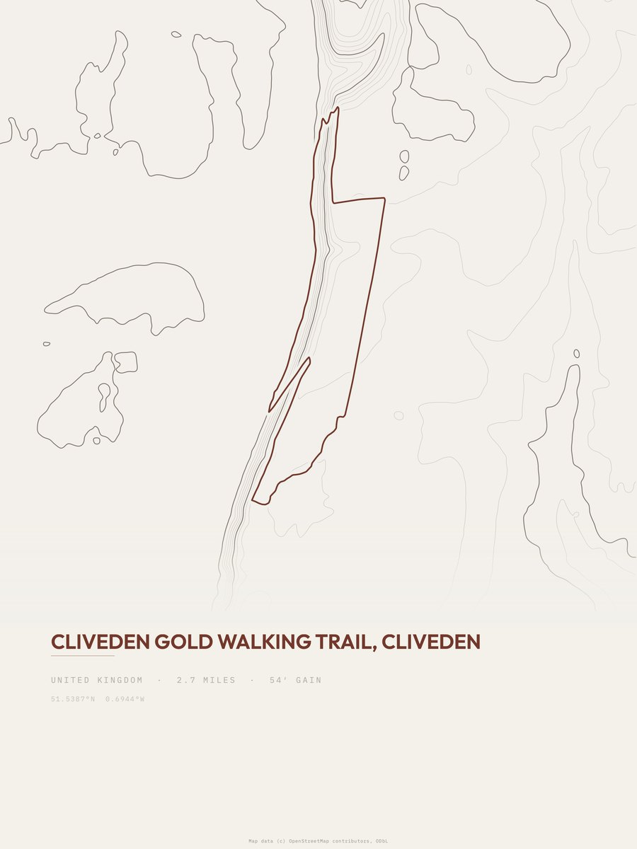 Cliveden Gold Walking Trail Topographic print