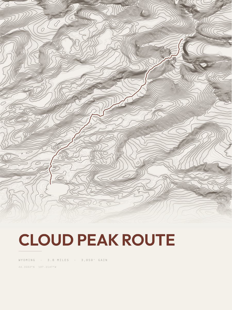 Cloud Peak Route Topographic print