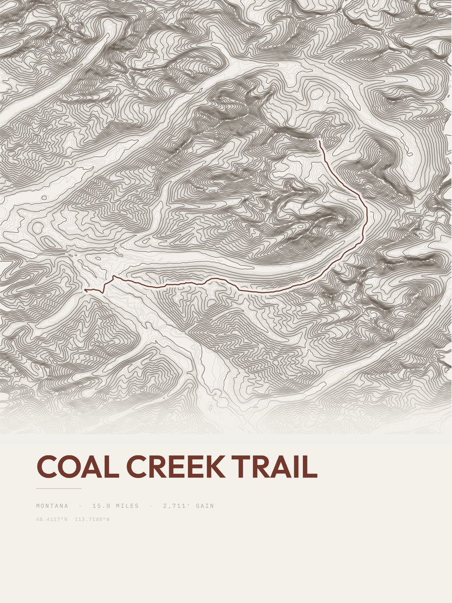 Coal Creek Trail Topographic print