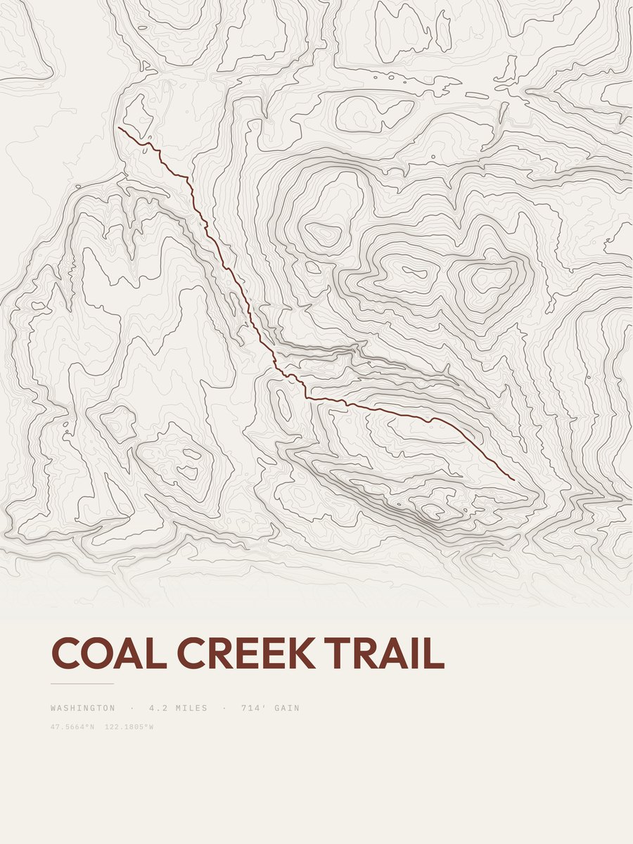 Coal Creek Trail Topographic print
