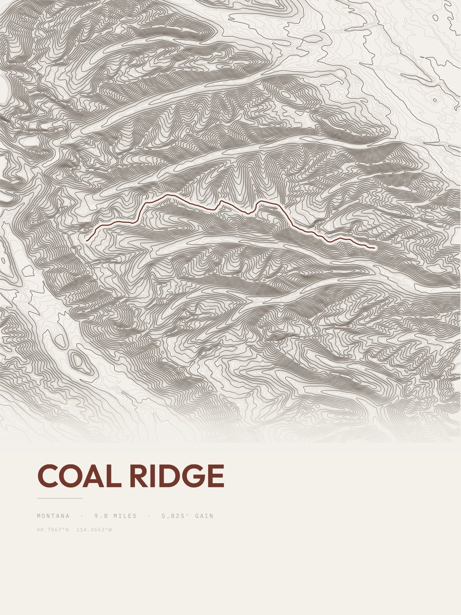 Coal Ridge topographic trail print