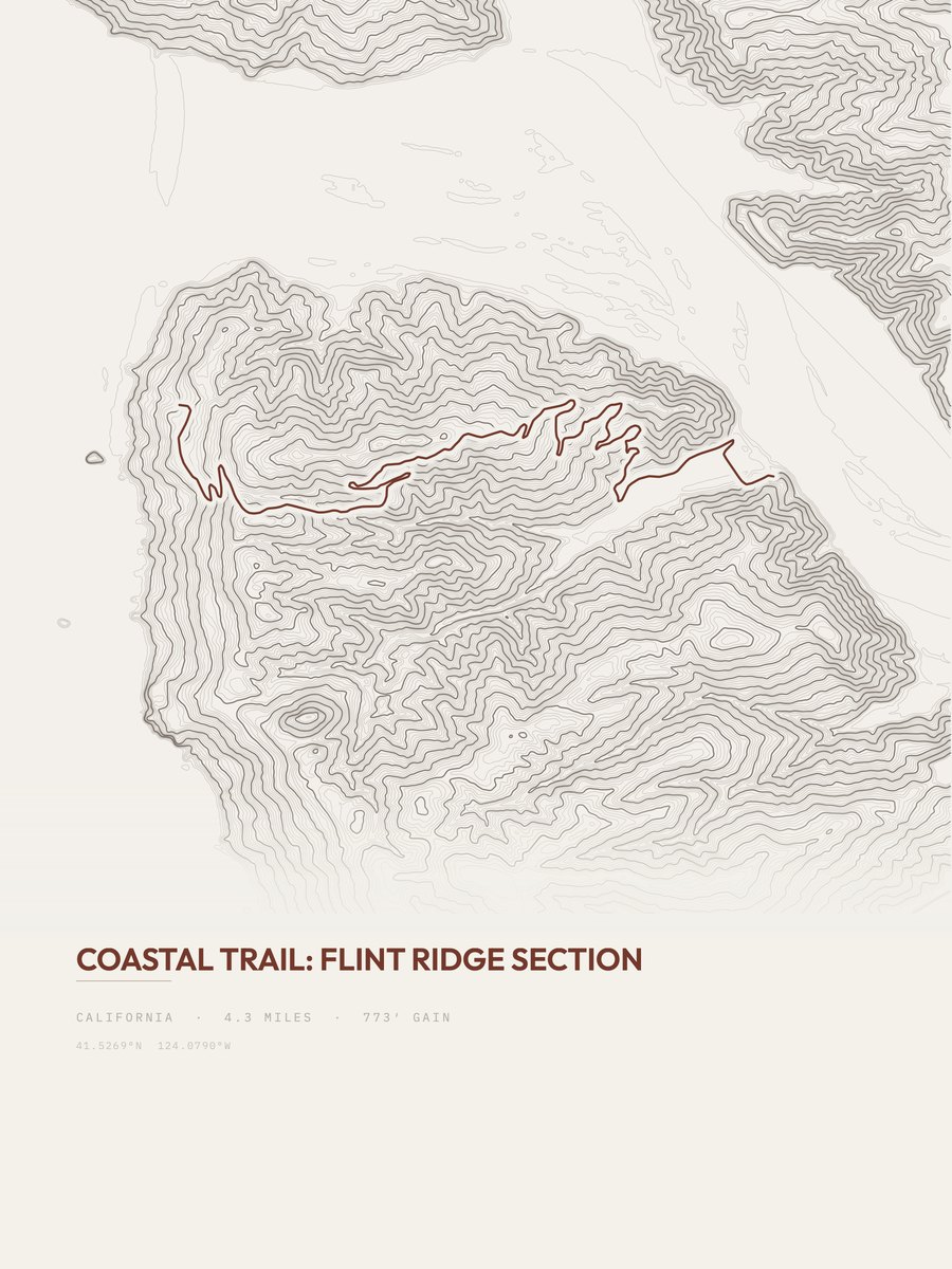 Coastal Trail topographic trail print