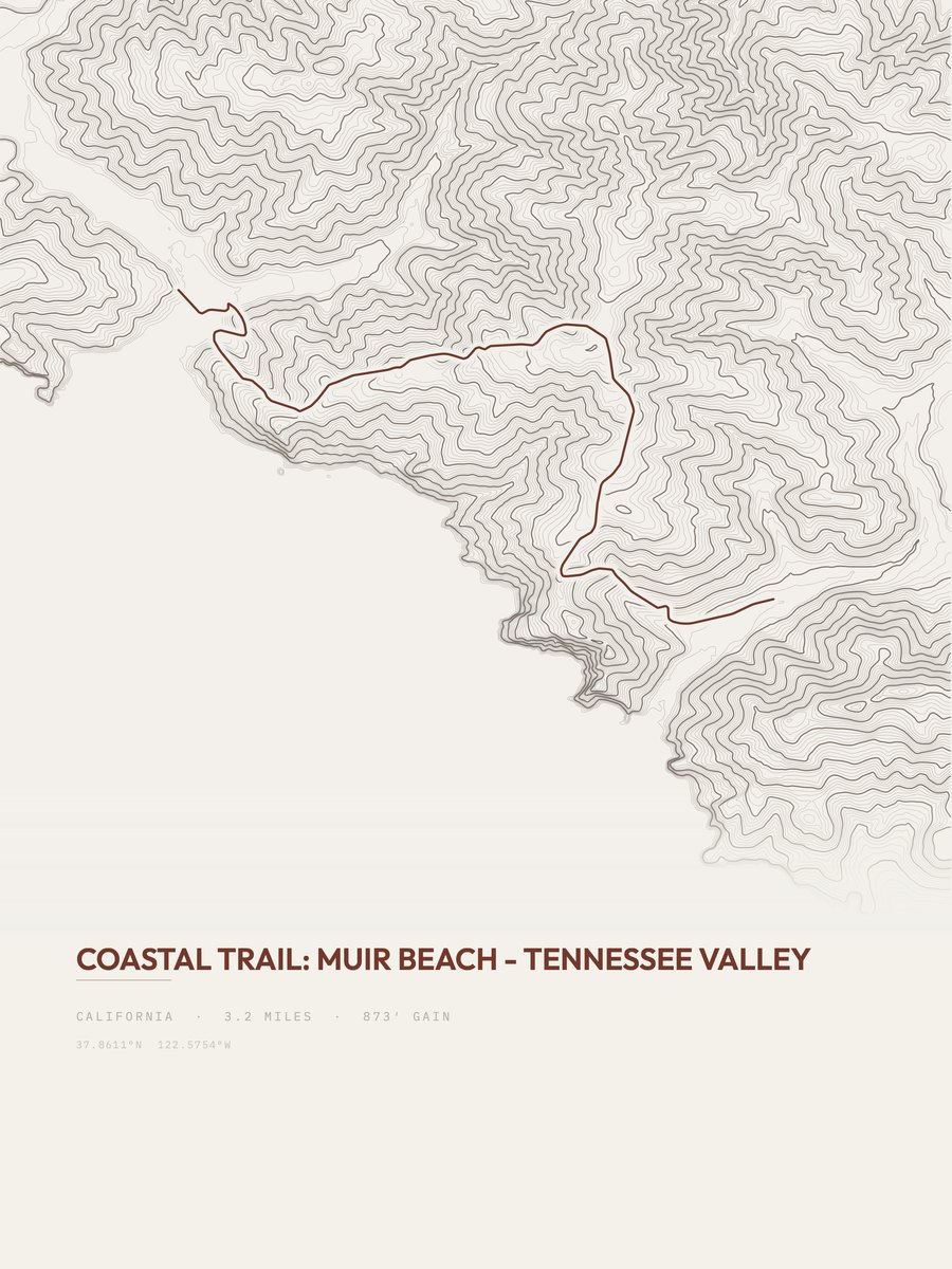 Coastal Trail topographic trail print