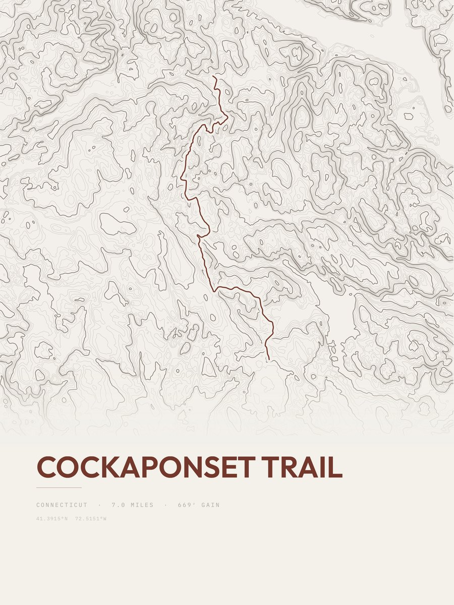 Cockaponset Trail topographic trail print