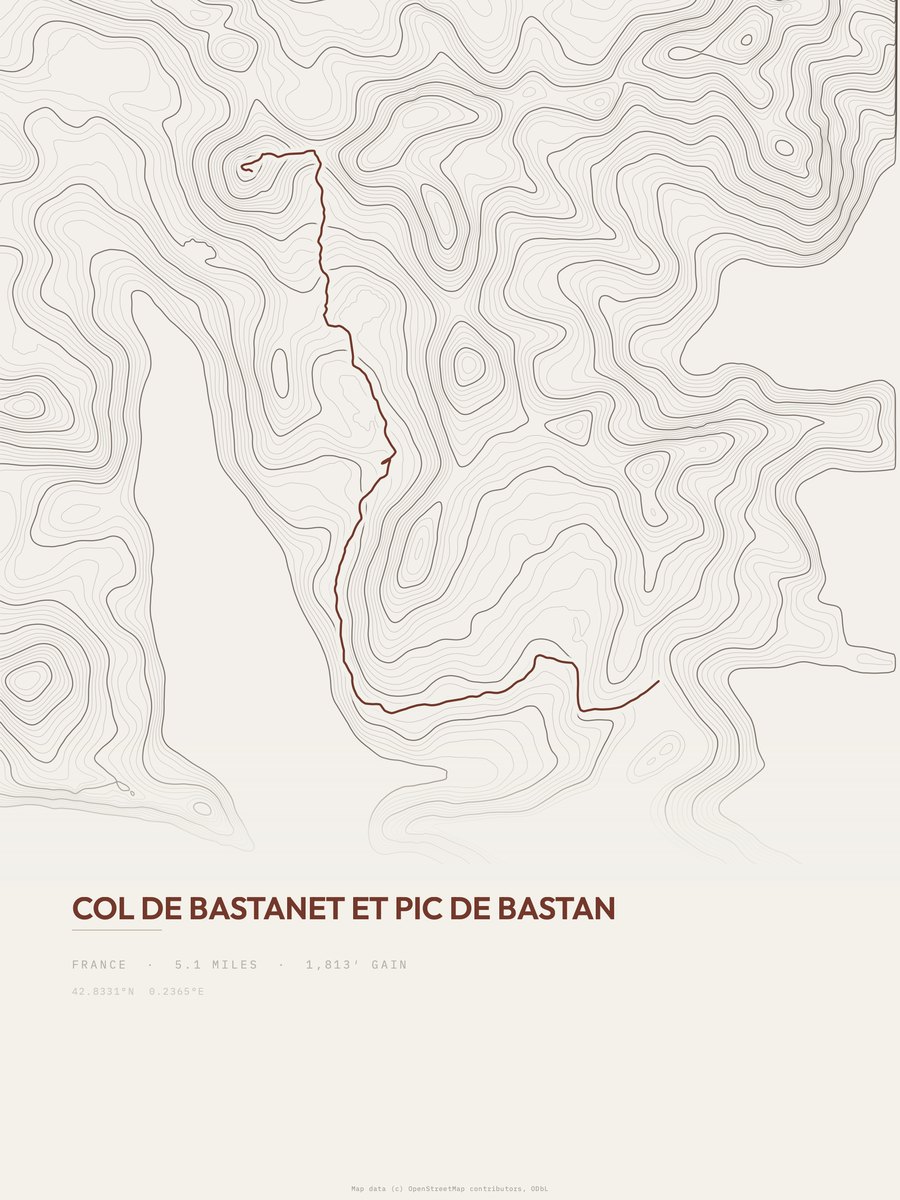 Col de Bastanet et Pic de Bastan Topographic print