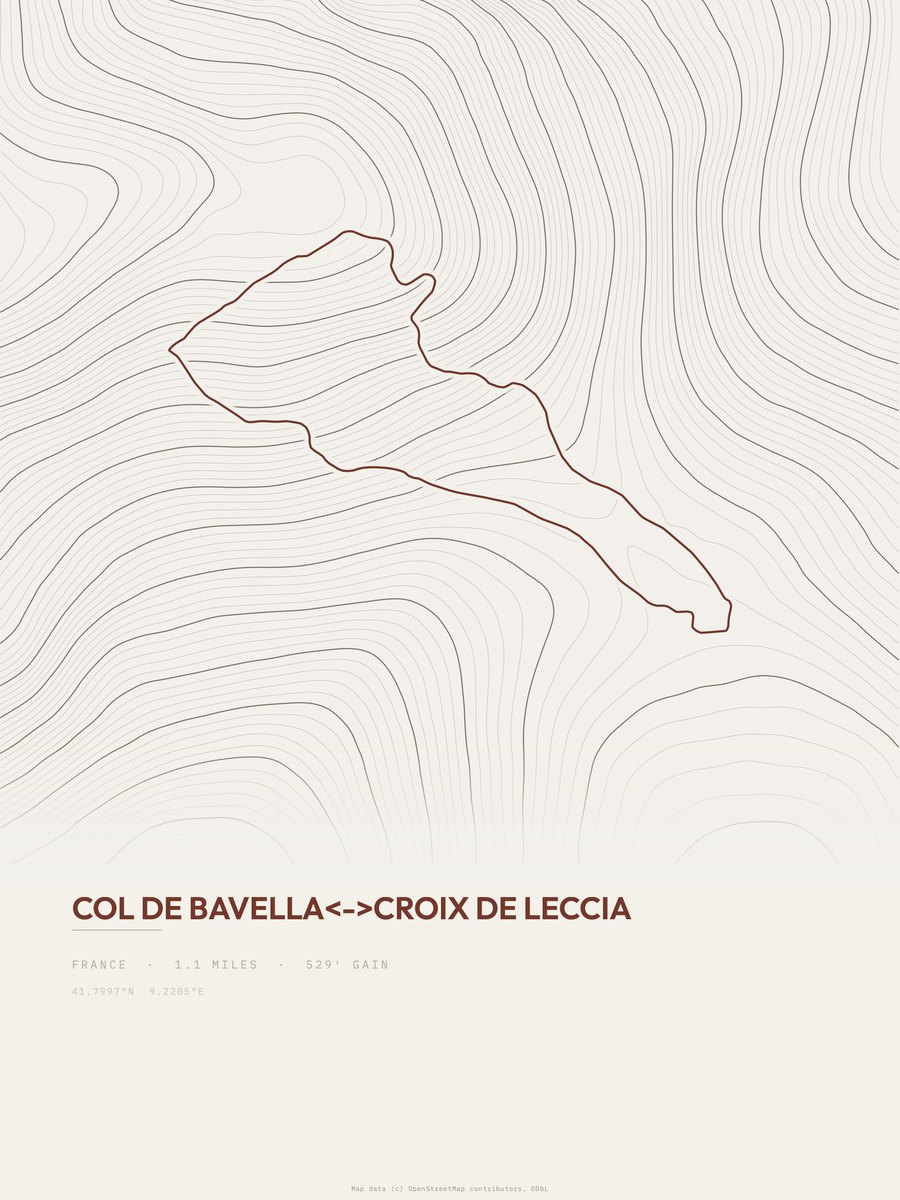 Croix de Leccia topographic trail print
