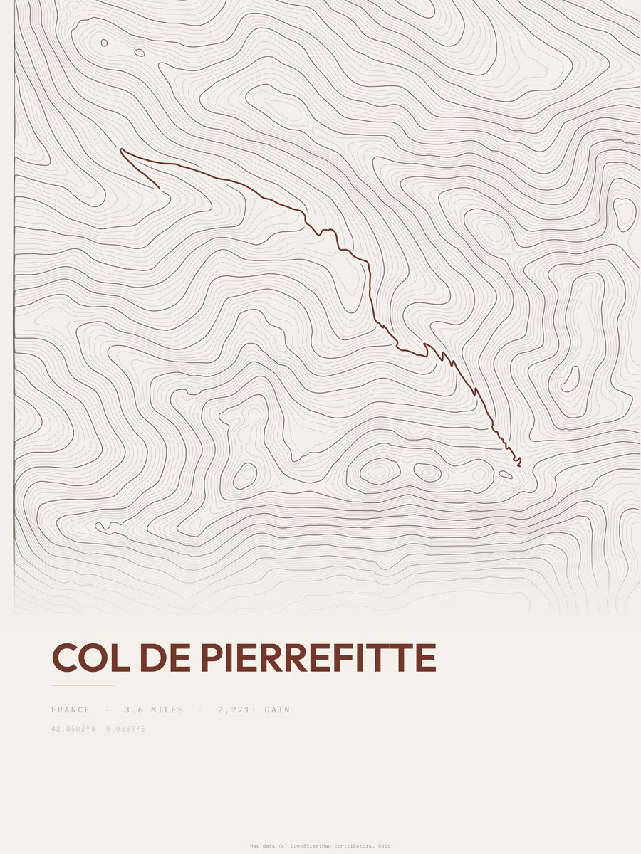 Col de Pierrefitte Topographic print