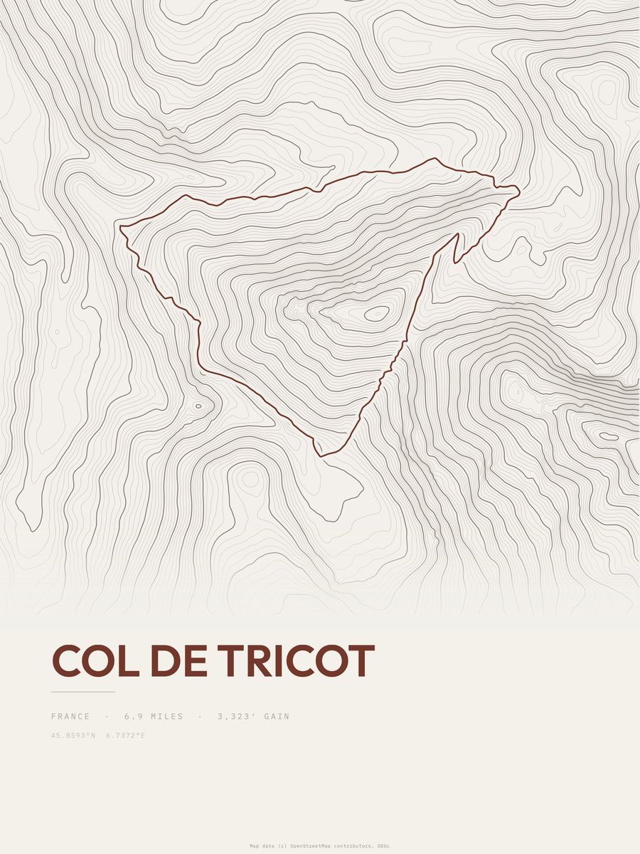 Col de Tricot topographic trail print