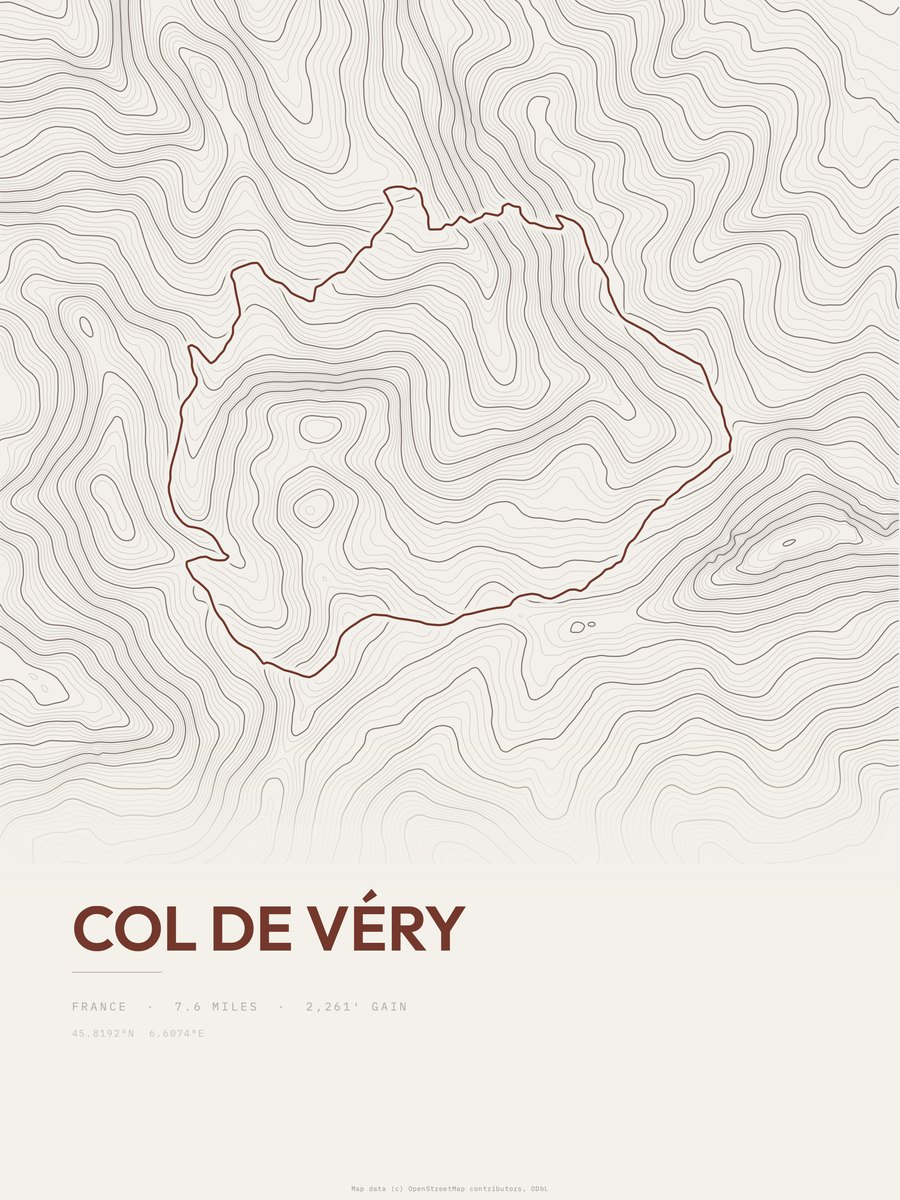 Col de Véry Topographic print